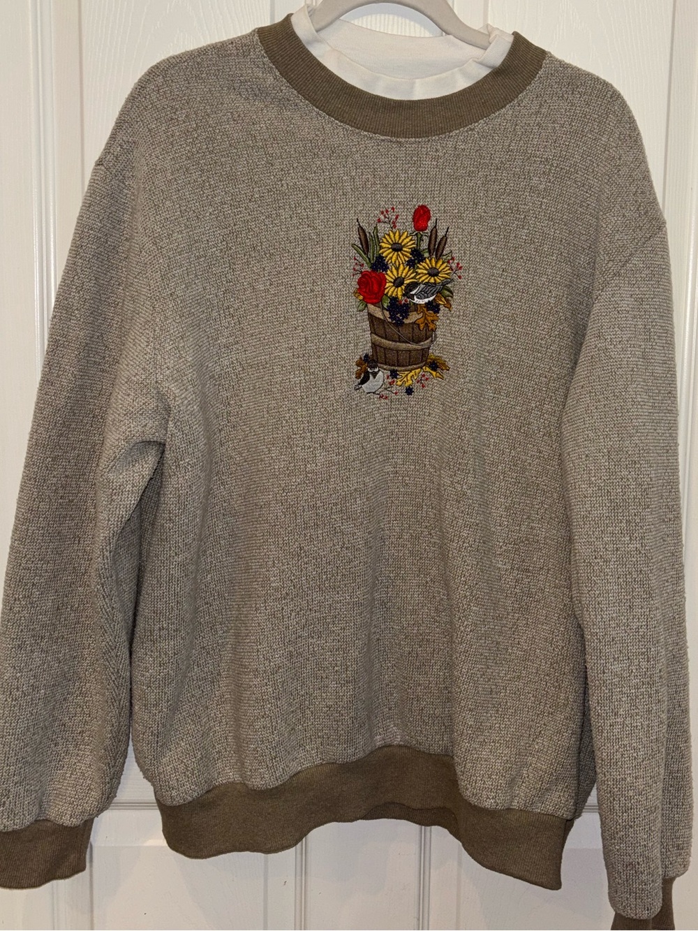 Vintage BonWorth Crewneck Sweater with Floral Barrel Motif